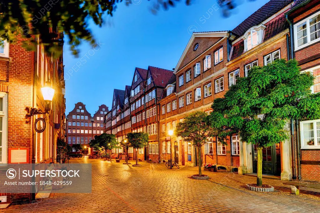 Historic buildings in Peterstrasse street, Neustadt district of Hamburg, Germany, Europe