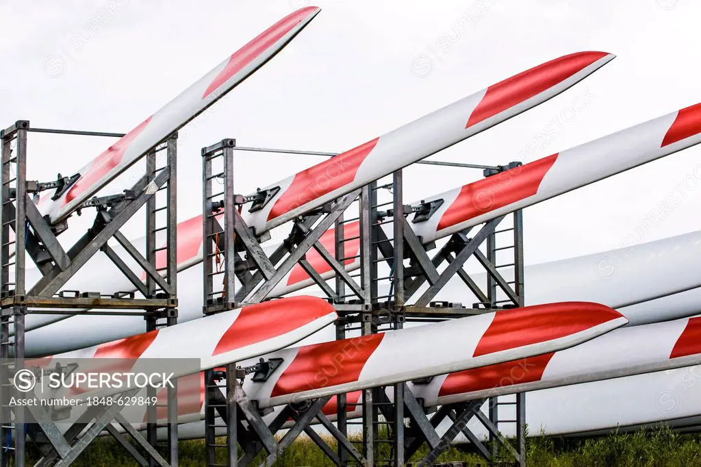 Blade Yard, storage for rotor blades of wind turbines, of the Danish company LM Wind Power Blades, Goleniów Industrial Park, Poland, Europe
