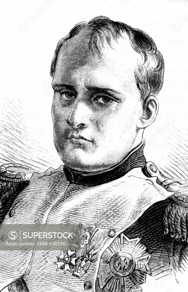 Napoleon Bonaparte, historical illustration, 1860