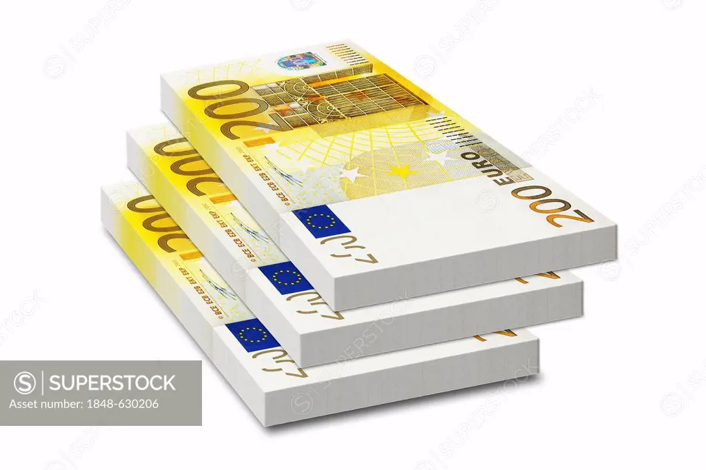 Bundles of 200 euro banknotes