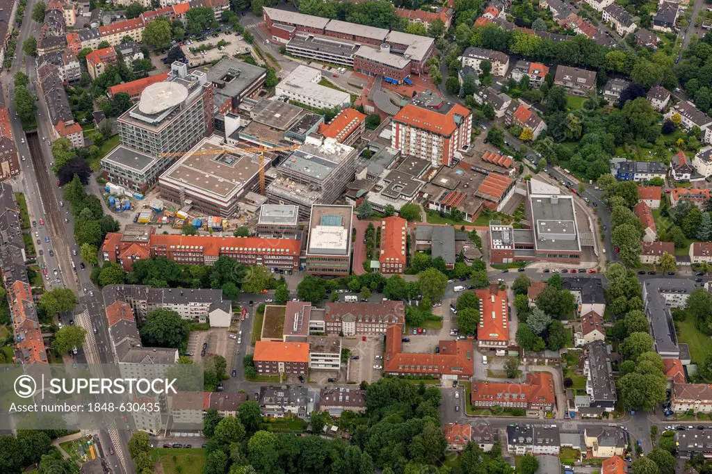 Aerial view, Bergmannsheil hospital, university hospital, Bochum, Ruhr area, North Rhine-Westphalia, Germany, Europe
