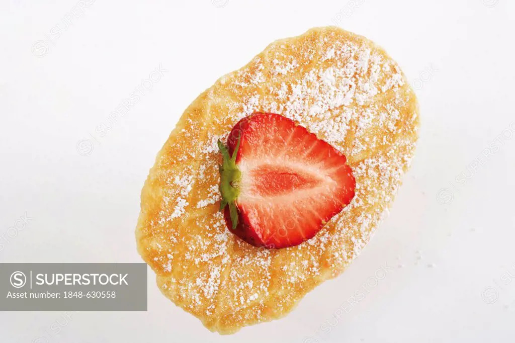 Waffle with a strawberry