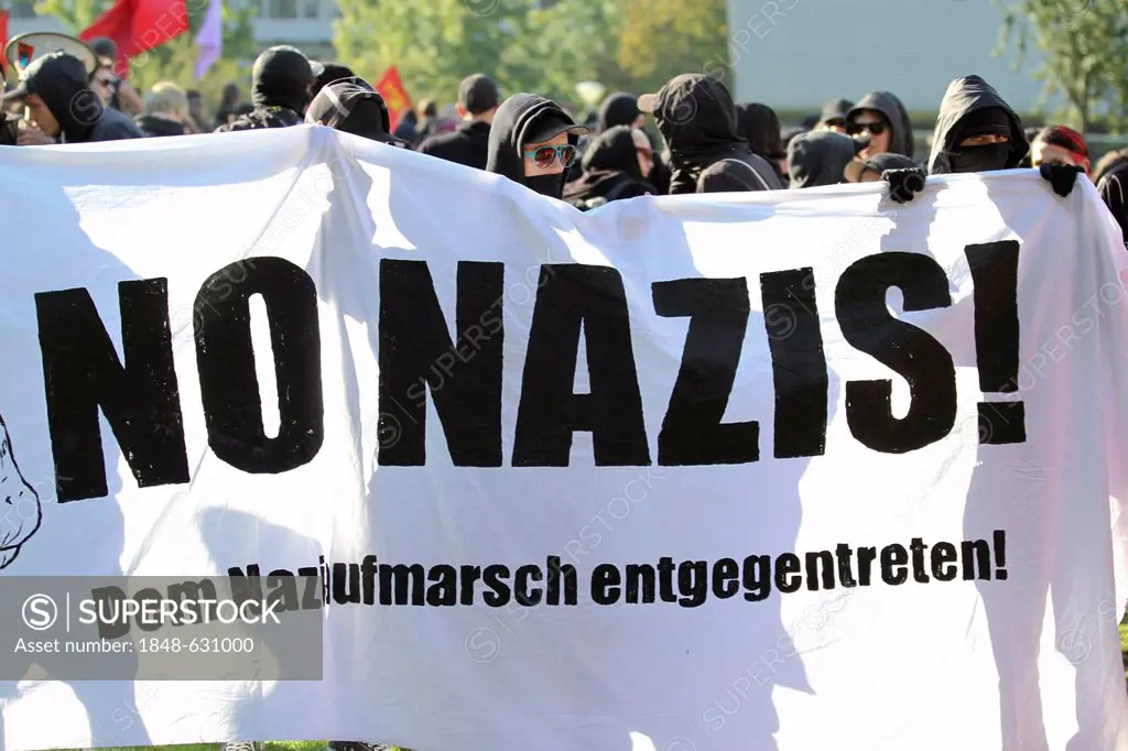 Protest demonstration against a neo-Nazi march in Dortmund, North Rhine-Westphalia, Germany, Europe