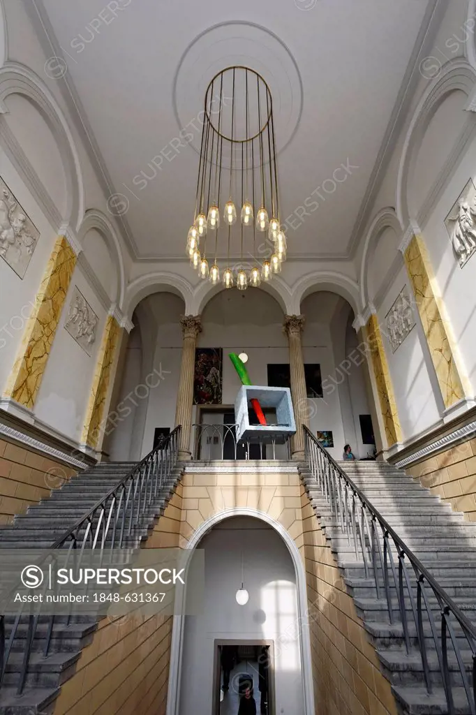 Staircase in the style of historicism, Kunstakademie Duesseldorf arts academy, North Rhine-Westphalia, Germany, Europe