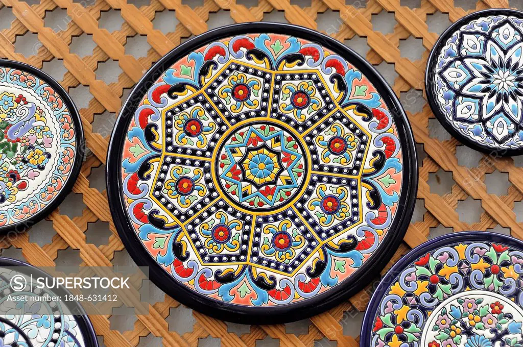 Ceramic plates, souvenirs, Cordoba, Cordoba Province, Andalucia, Spain, Europe