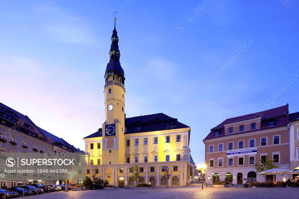 Town hall on Hauptmarkt square, Bautzen, Budysin, Upper Lusatia, Lusatia, Saxony, Germany, Europe, PublicGround