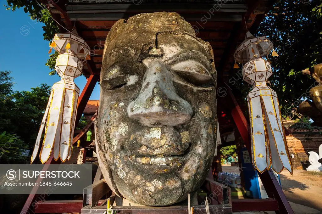 Buddha head, Wat Phra Singh, Chiang Mai, Northern Thailand, Thailand, Asia