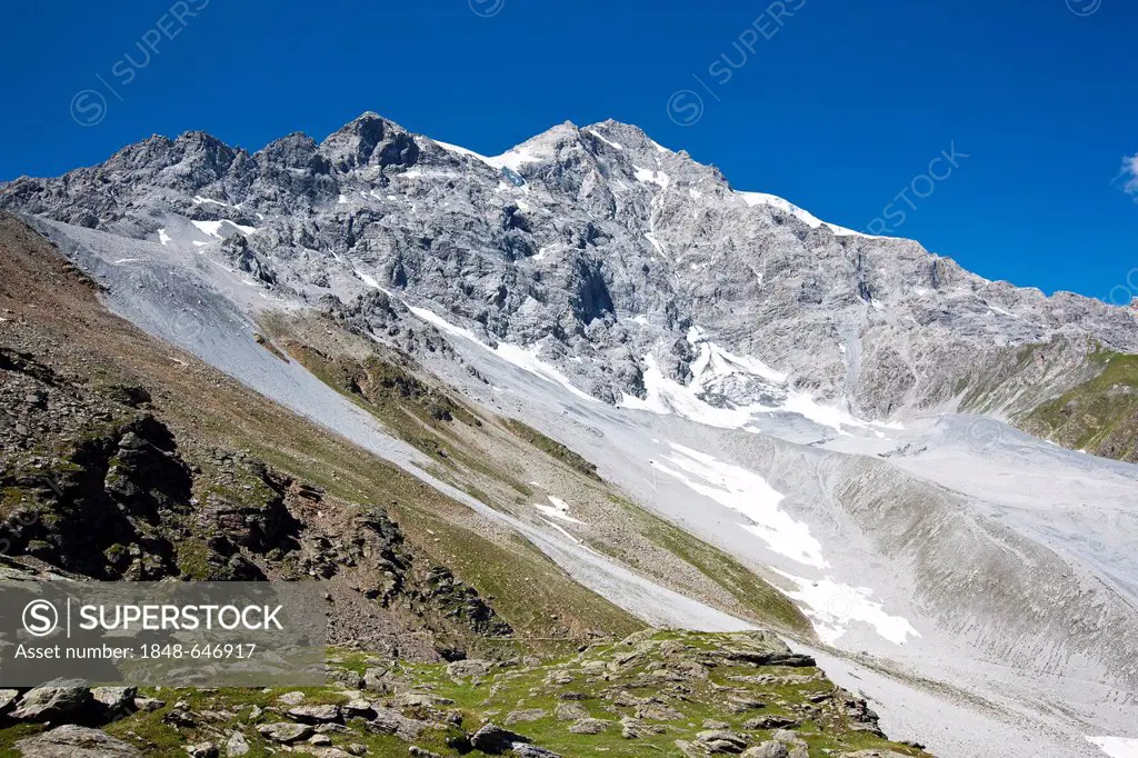 Mt. L'Angelo Grande in the Ortler Alps mountain range, South Tyrol, Italy, Europe