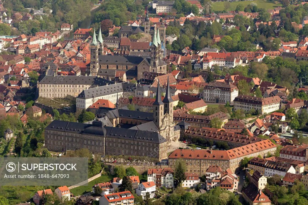 Aerial view, St. Michael's Church, Bamberg, Upper Franconia, Bavaria, Germany, Europe