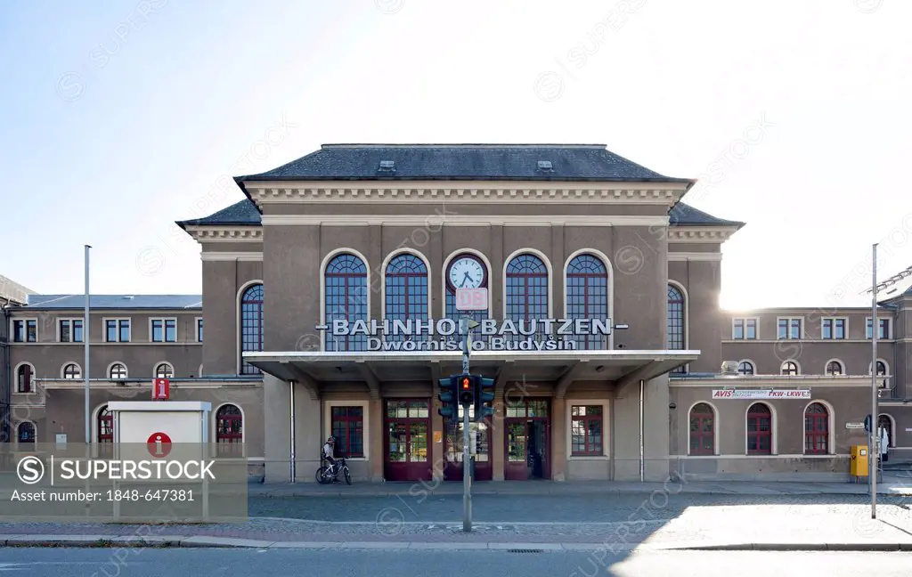Railway station, station building, Bautzen, Budysin, Upper Lusatia, Lusatia, Saxony, Germany, Europe, PublicGround