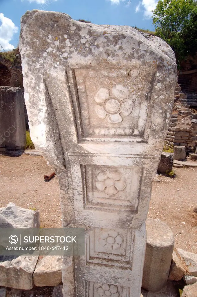 Stone decoration, antique city of Ephesus, Efes, Turkey, Western Asia