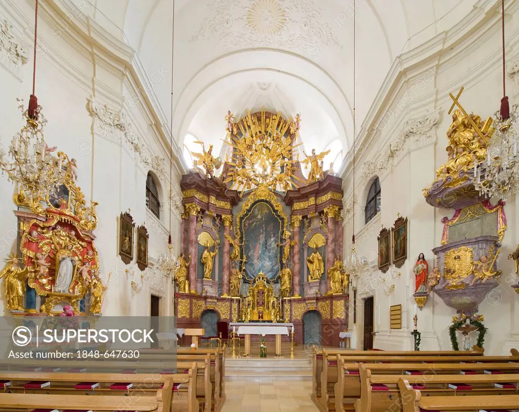 St. Mary's altar and high altar, Church of St. James the Elder, Kirchberg, Bucklige Welt, Lower Austria, Austria, Europe