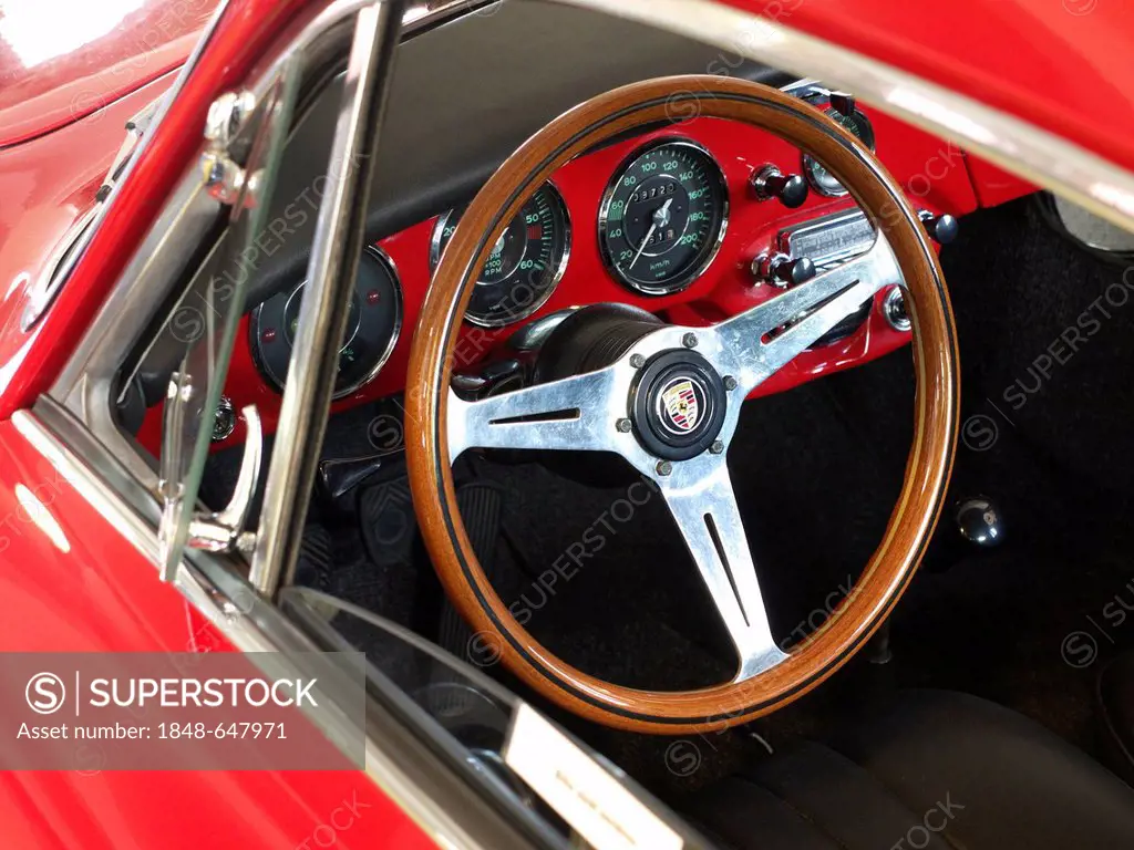 Cockpit of a classic Porsche 356 car