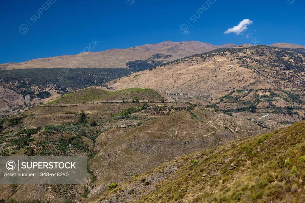 Mountains in La Alpujarra or Las Alpujarras region near Orgiva, Andalusia, Spain, Europe