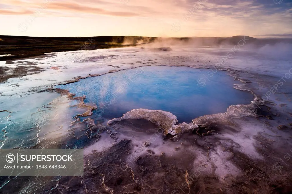 Blue water pool, Bláhver hot spring, Hveravellir high-temperature or geothermal region, Highlands, Iceland, Europe