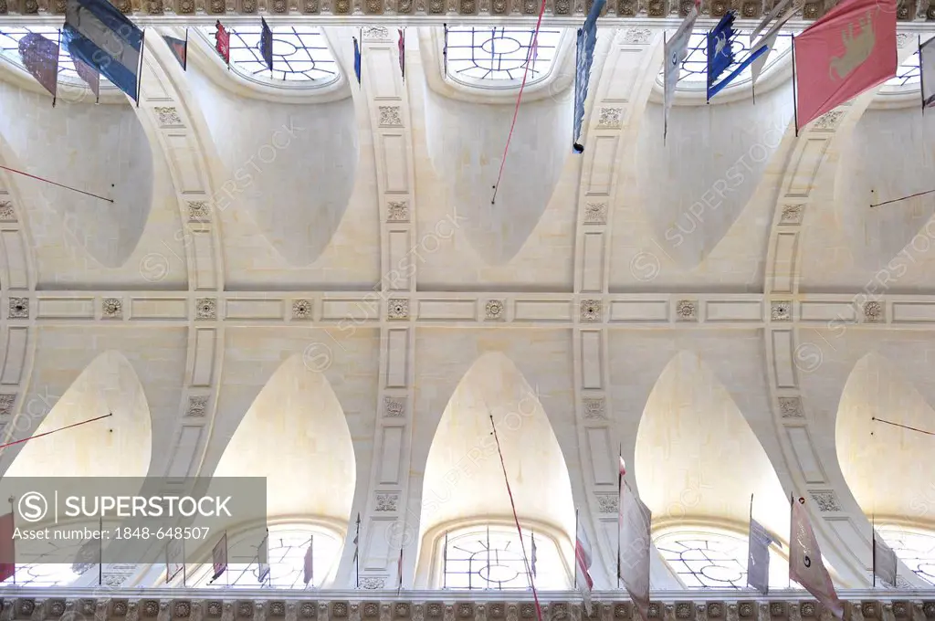 Interior view towards the ceiling construction, Soldiers Church or the Church of Saint Louis des Invalides, L'Hôtel national des Invalides, a hospita...