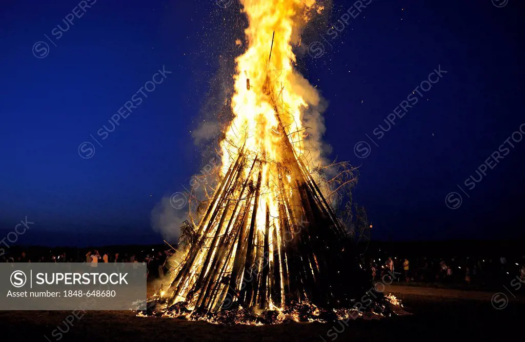 St John's Bonfire, solstice bonfire, celebration in Gelting, Geretsried, Upper Bavaria, Bavaria, Germany, Europe