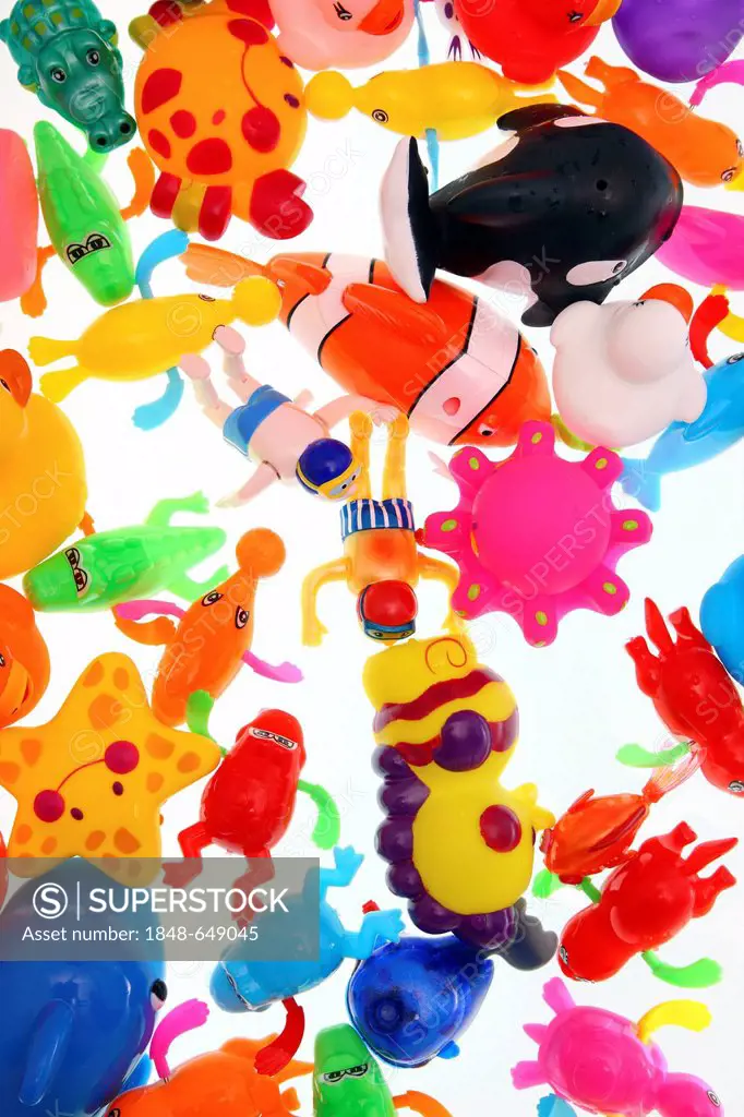 Various colourful water toys