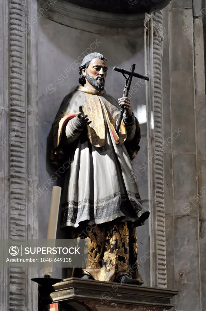 Statue of a saint, sculpture, Catedral Nueva, New Cathedral, construction started in 1722, Cadiz, Andalusia, Spain, Europe