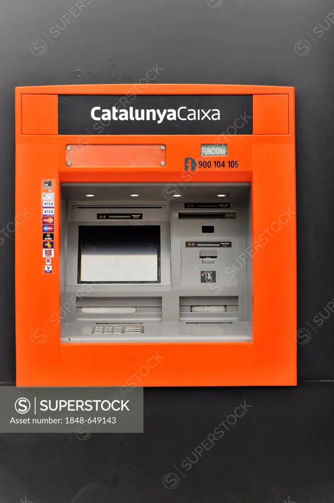 ATM in the town centre of Cadiz, Andalusia, Spain, Europe