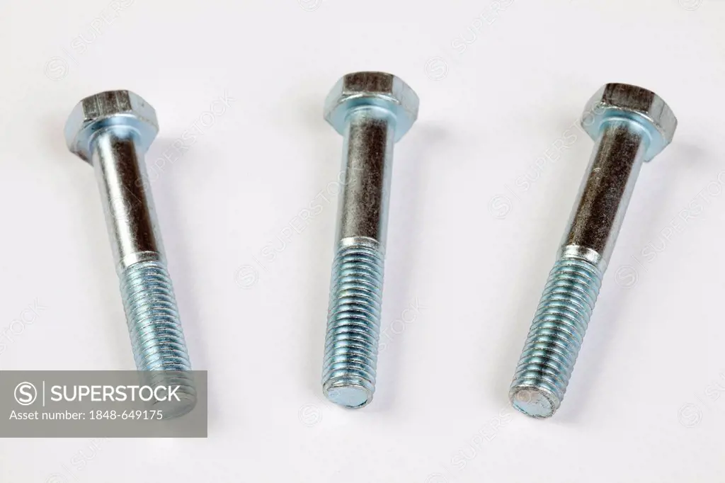 Machine screws with hex heads, bolts