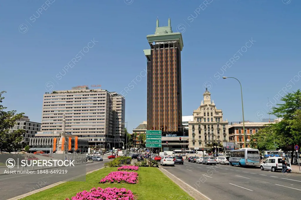 Torres de Colón, high-rise building, Plaza de Colón, main street, Madrid, Spain, Europe, PublicGround