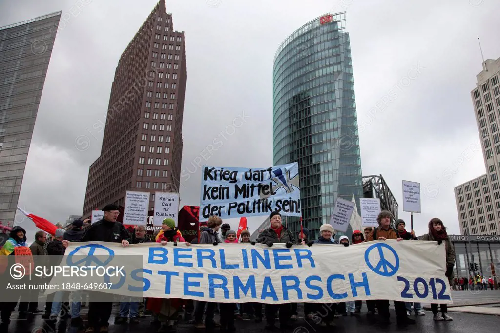 Easter march of the German peace movement at Potsdamer Platz, Potsdam Square, Berlin, Germany, Europe