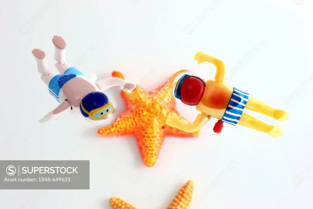 Wind-up water toy divers and starfish