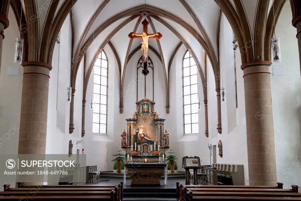 Sanctuary of Marienkirche Church, Franciscan monastery, Wiedenbrueck, Rheda-Wiedenbrueck, Muensterland region, North Rhine-Westphalia, Germany, Europe