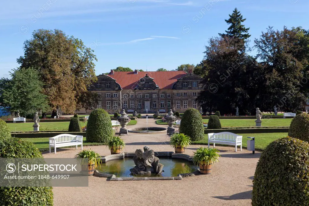 Small castle in the Baroque gardens of Blankenburg, former orangery, Saxony-Anhalt, Germany, Europe