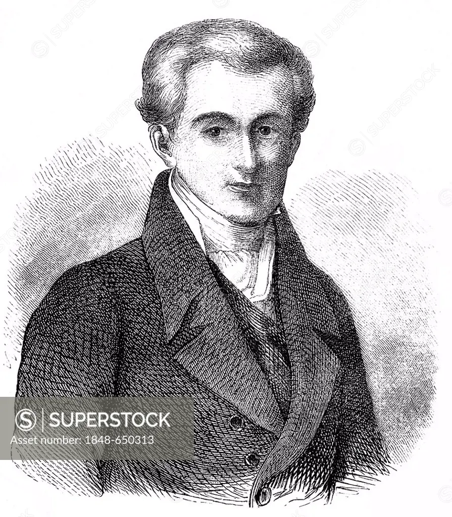 Historical drawing from the 19th century, portrait of Count Ioannis Antonios Kapodistrias, 1776 - 1831, first president of Greece