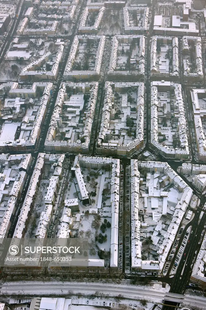 Aerial view, Landgrafenstrasse quarter, Dortmund, Ruhrgebiet region, North Rhine-Westphalia, Germany, Europe