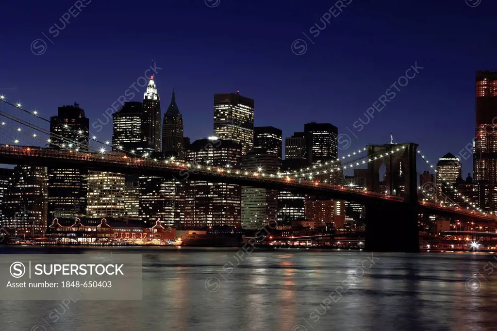 Skyline of New York City as seen from Brooklyn Heights, New York, USA