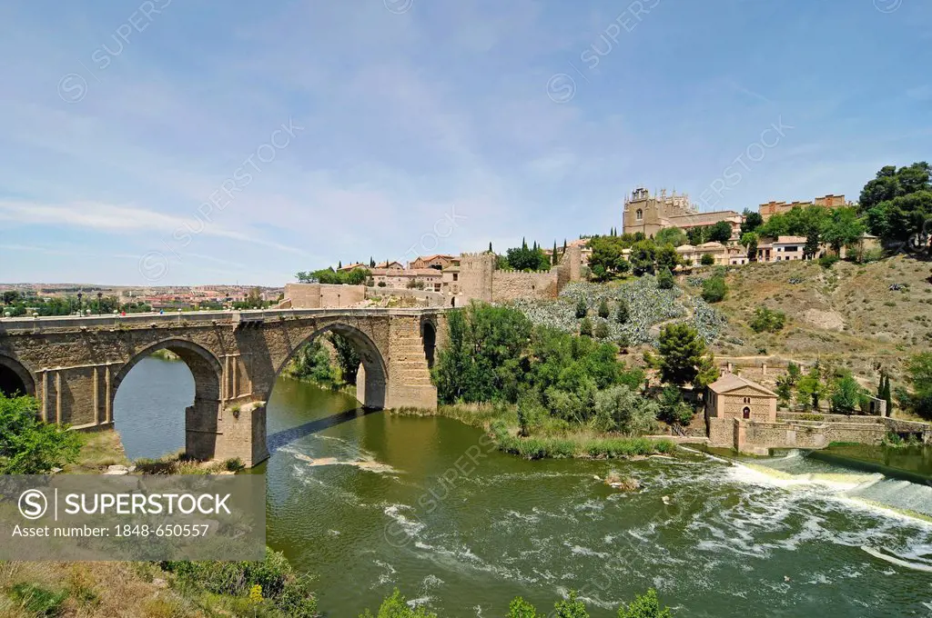 Puente de San Martin, bridge over the Tagus river, Rio Tajo, Toledo, Castile-La Mancha, Spain, Europe, PublicGround