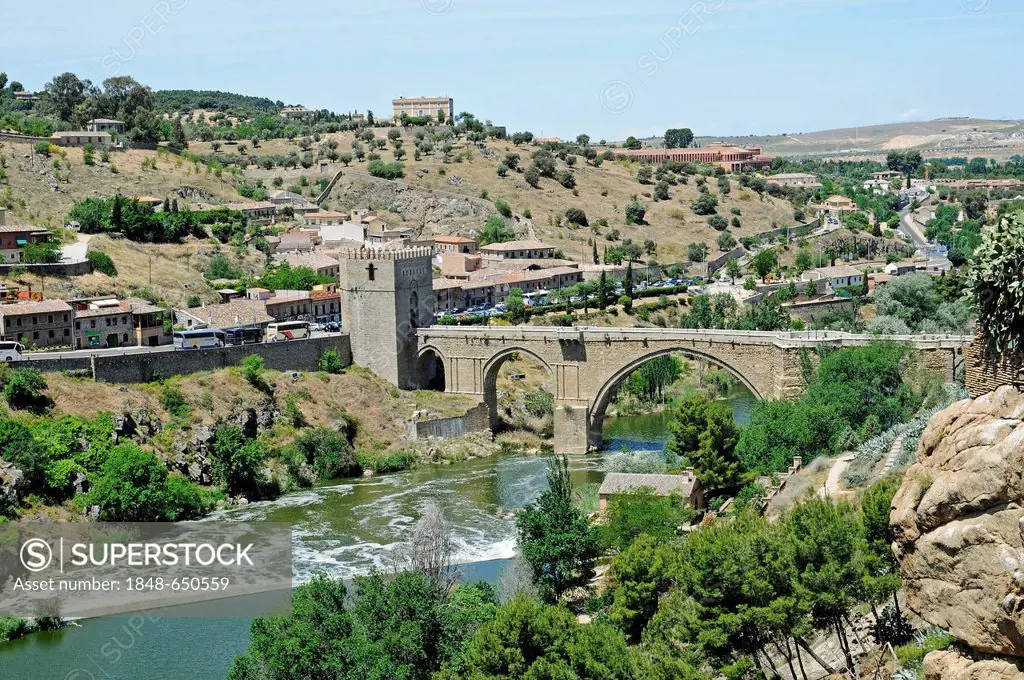 Puente de San Martin, bridge over the Tagus river, Rio Tajo, Toledo, Castile-La Mancha, Spain, Europe, PublicGround
