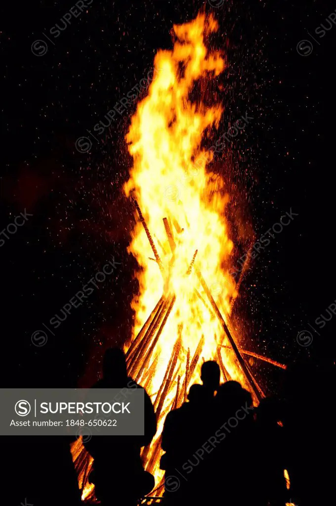 St John's Bonfire, solstice bonfire, celebration in Gelting, Geretsried, Upper Bavaria, Bavaria, Germany, Europe