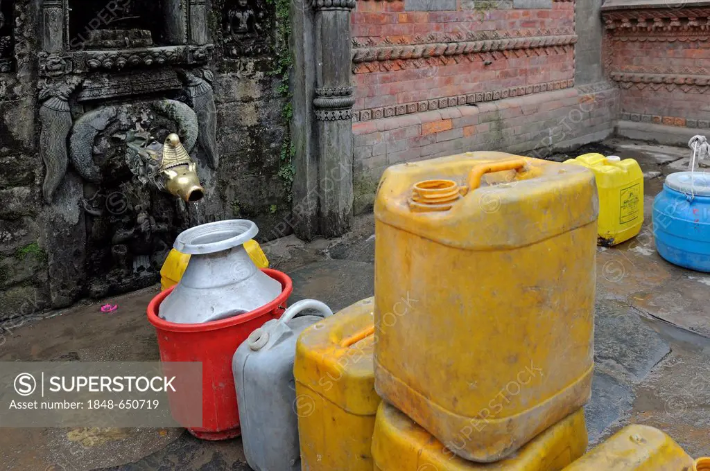 Jerry cans, water supply, Kathmandu, Kathmandu Valley, Nepal, Asia