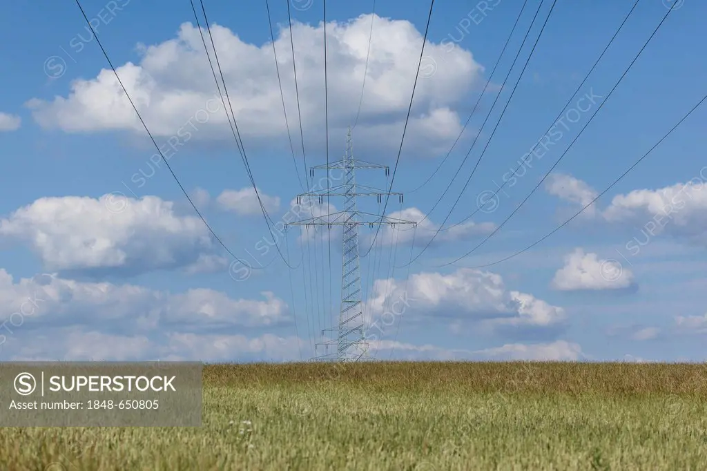 Electricity pylon, Limburg an der Lahn, Hesse, Germany, Europe