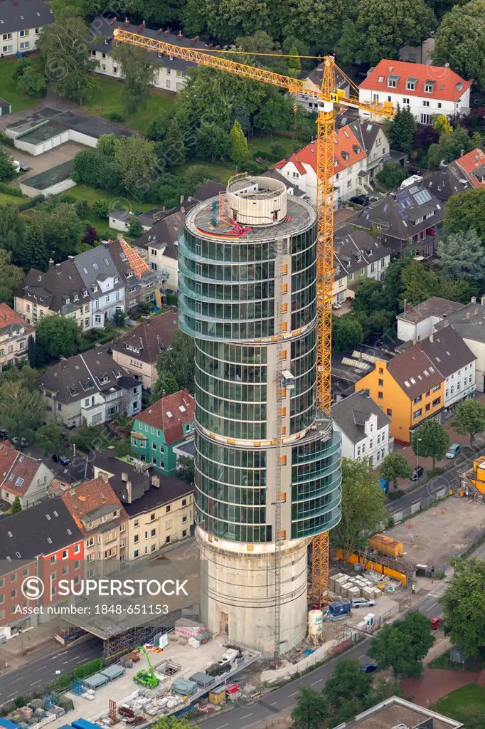 Aerial view, Exzenterturm tower, office tower, Universitaetsstrasse street, Bochum, Ruhr area, North Rhine-Westphalia, Germany, Europe