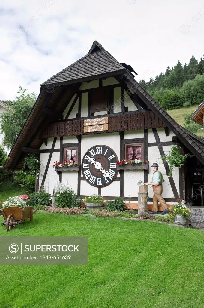 Largest cuckoo clock in the world, Schonach, Black Forest, Baden-Wuerttemberg, Germany, Europe