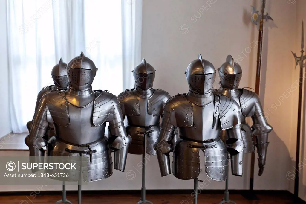 Knights' armours, weapons and art museum in the Veste Coburg castle, Coburg, Upper Franconia, Franconia, Bavaria, Germany, Europe