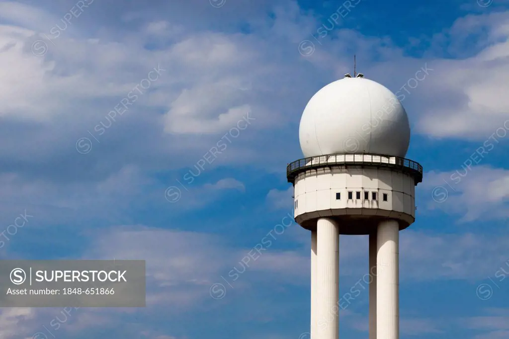 Old radar tower at the former Berlin Tempelhof Airport, Berlin, Germany, Europe