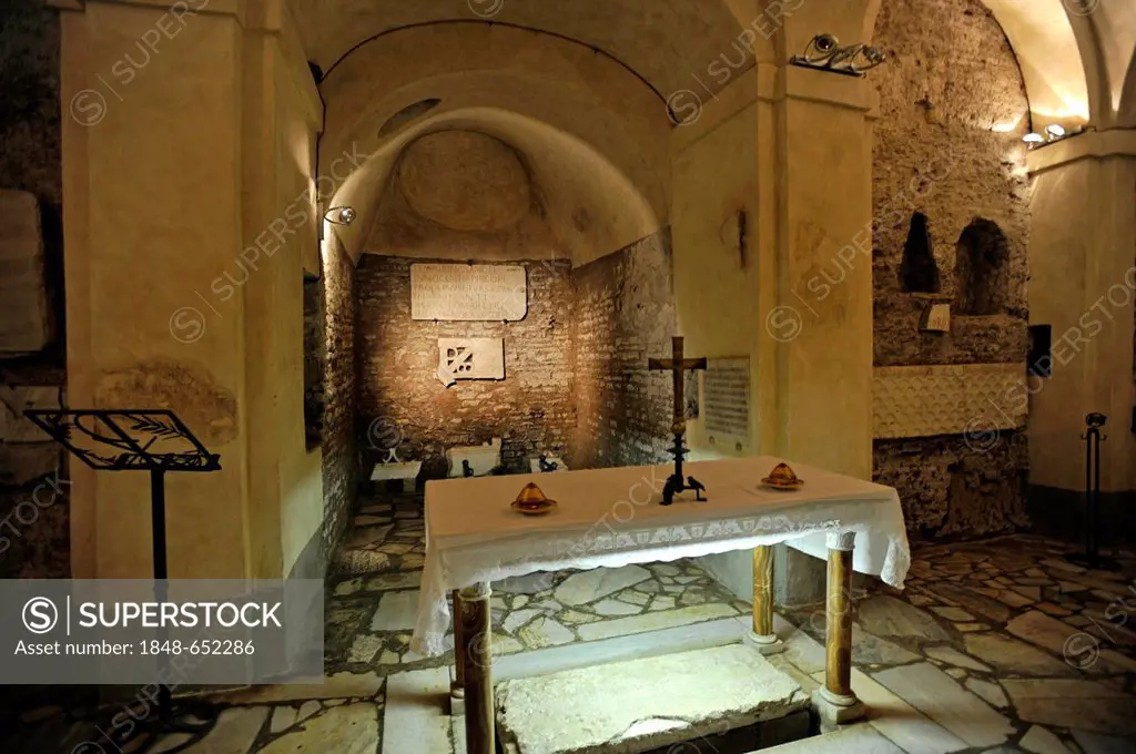 Crypt of St. Sebastian in the Catacombs of San Sebastiano, Via Appia Antica, Rome, Lazio, Italy, Europe
