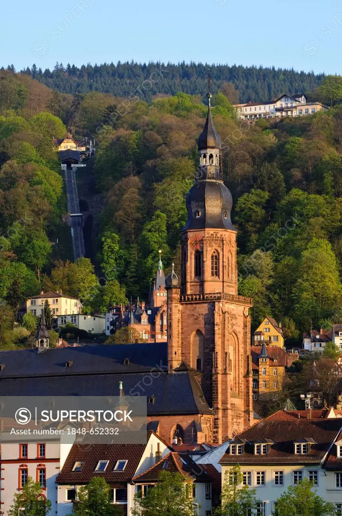 Tower of the Heiliggeist-Kirche church, Heidelberg, Baden-Wuerttemberg, Germany, Europe