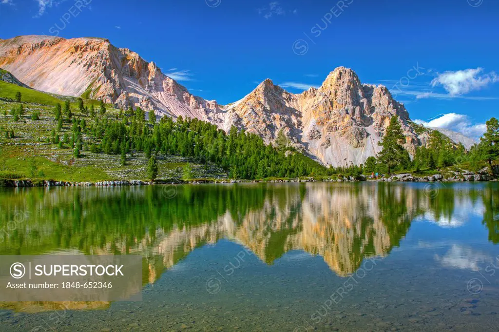 Green Lake or Lago Verde, Mt. Eisengabel, Naturpark Fanes-Senes-Prags, South Tyrol, Italy, Europe