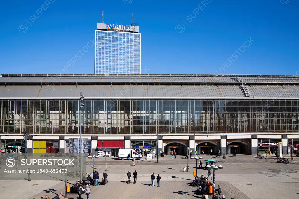 Panoramic view, Alexanderplatz square railway station, Mitte quarter, Berlin, Germany, Europe