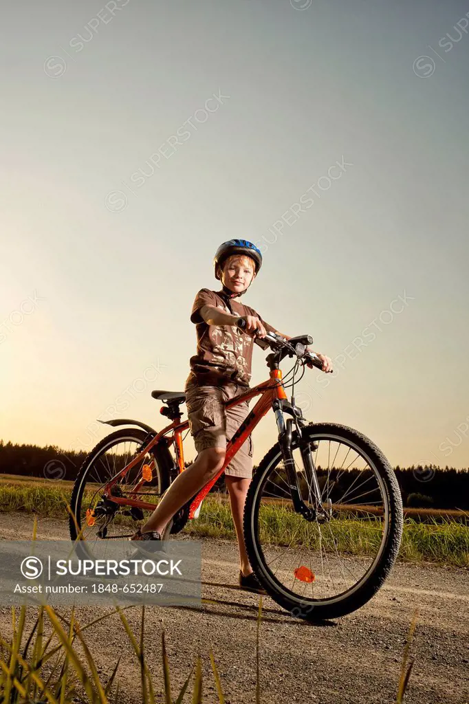 Boy riding a mountain bike
