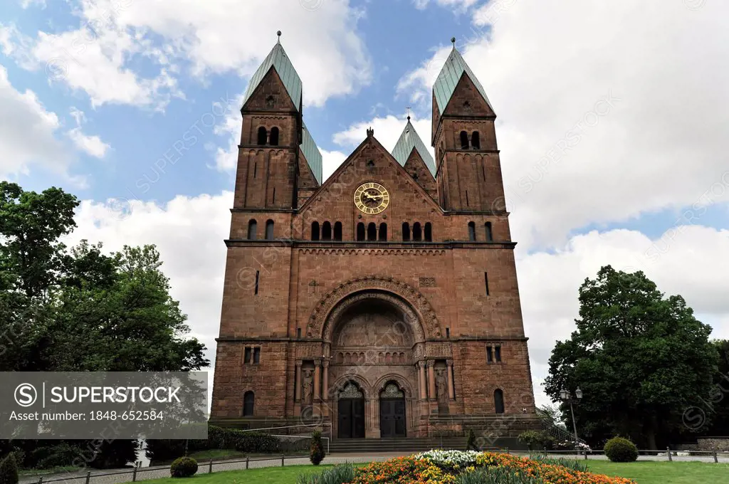 Erloeserkirche church, start of construction in 1903, Bad Homburg v. d. Hoehe, Hesse, Germany, Europe