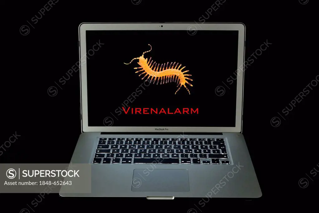 Virenalarm, German for virus alert, virus warning, Apple MacBook Pro laptop computer