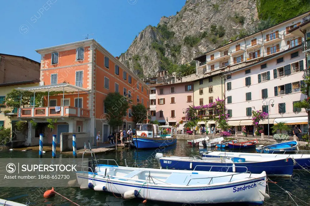 Port of Limone on Lake Garda, Lombardy region, Italy, Europe